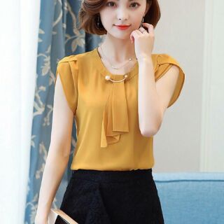 ÁO CỔ TRÒN PHỐI NƠ XỎ KHOEN