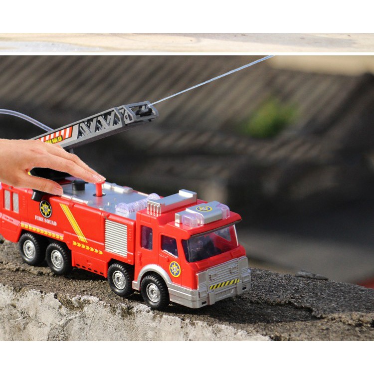 (Video Review) Đồ Chơi Xe CỨU HỎA Phun Nước Thông Minh Cho Bé - Quà Tặng Xe Chạy Pin Xịt Nước - Size To 25Cm