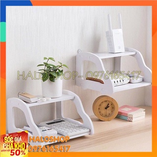 Kệ trang trí mini 2 tầng để modem, wifi tiện ích