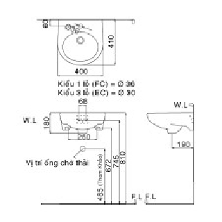 Chậu rửa mặt Inax L-282V