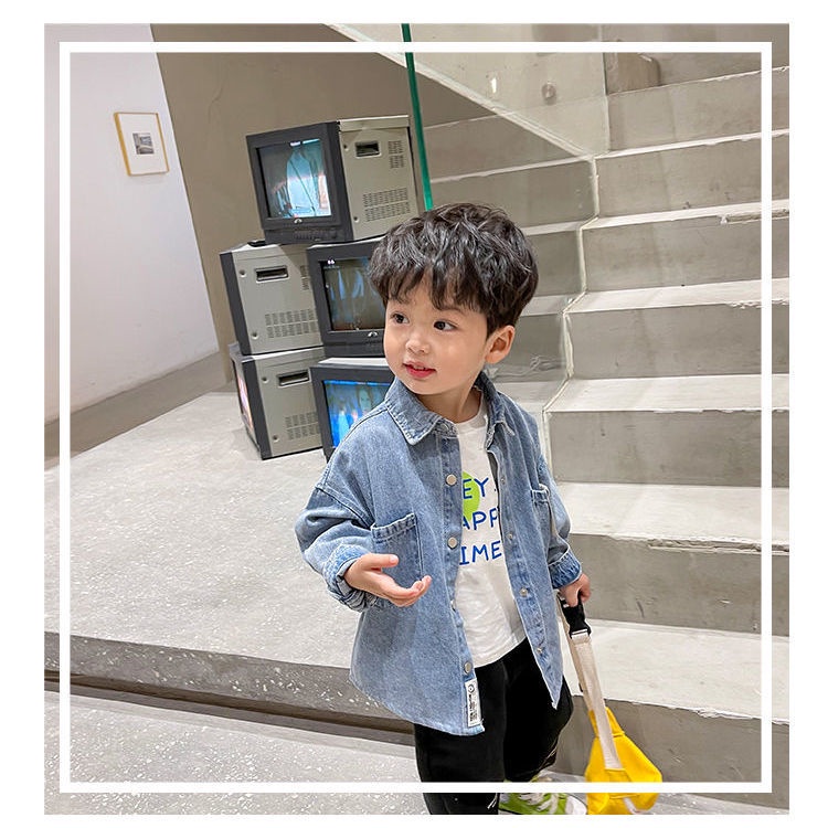 Áo Khoác Cotton Tay Dài Dáng Rộng Thời Trang Mùa Hè Hàn Quốc Cho Bé Trai 4-10 Tuổi