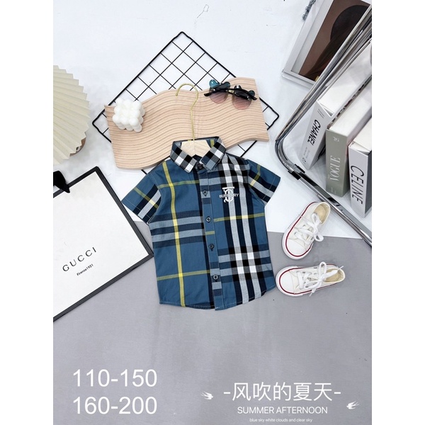 Áo sơ mi kẻ cho các bé trai đi học