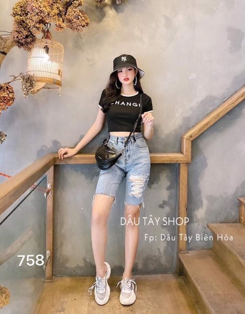 Quần jean ngố rách tưa 1 bên mã 106.271