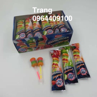 Hộp 30 chiếc kẹo mút có que phát sáng hình humbuger