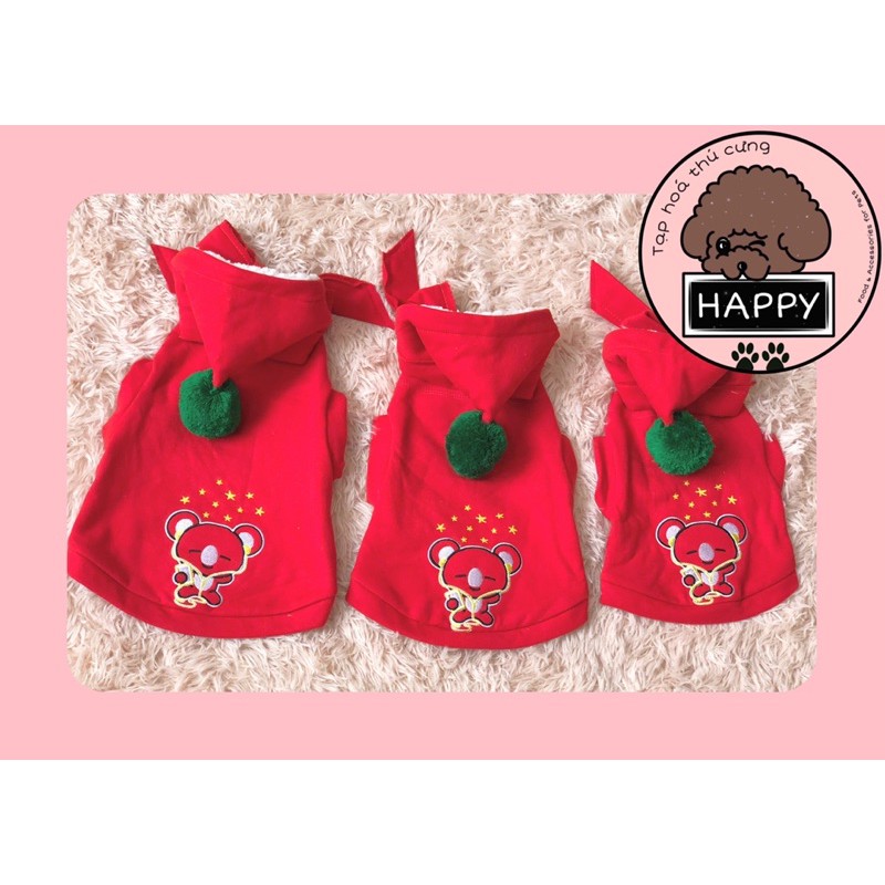 Áo nỉ thêu hình gấu kèm nón rời lót bông [Ảnh thật] [Có sẵn]