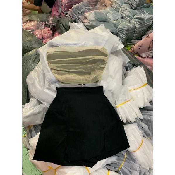 Set Áo Quây Phối Lưới Kèm Chân Váy Clara Dress Sang Chảnh