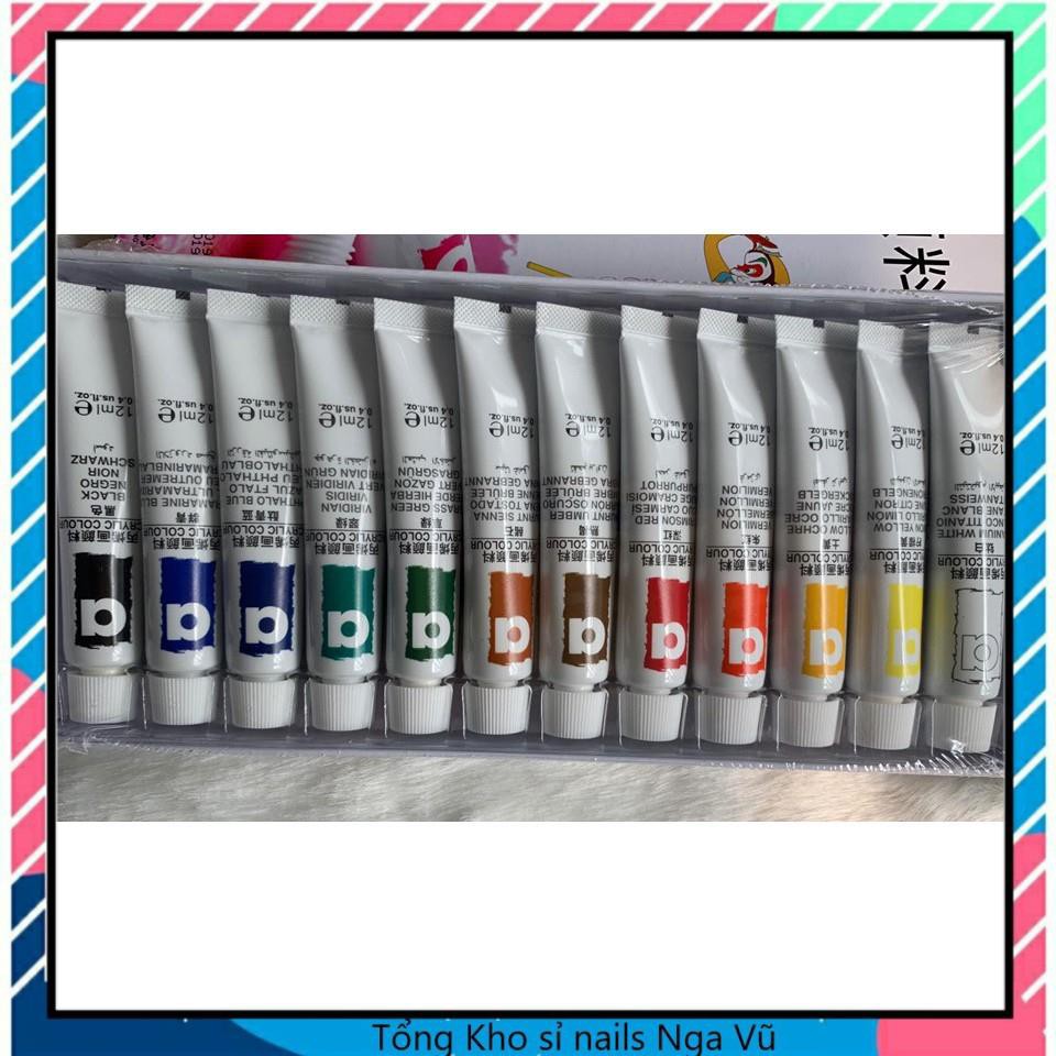 [SALE SỐC] Sét Bột Vẽ Cọ Bản 12 Màu Chuẩn Đẹp MAGI-WAp Acrylic Color