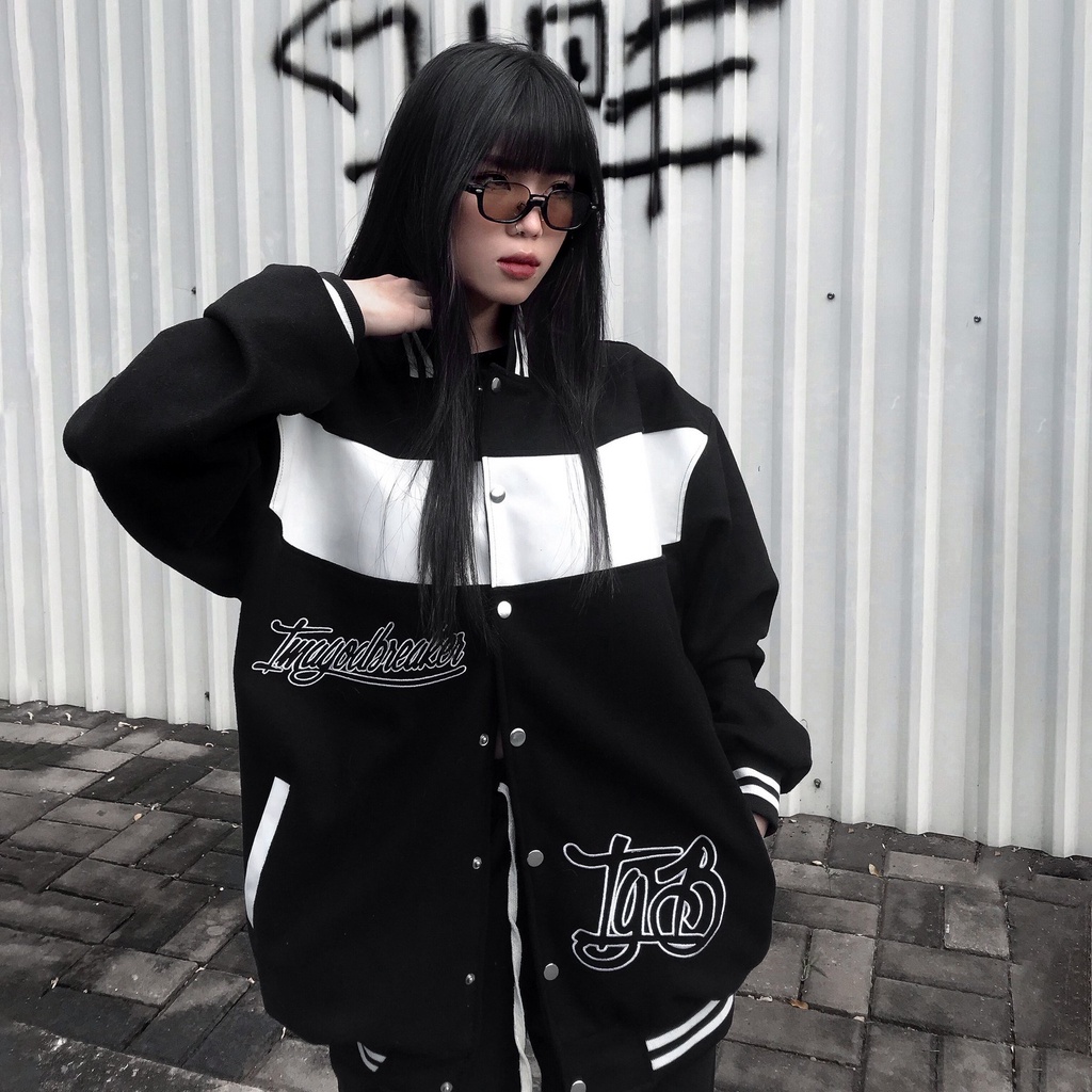 Black White 8 Varsity Áo Khoác Số 8 Đen Trắng iMA God Breaker Local Brand