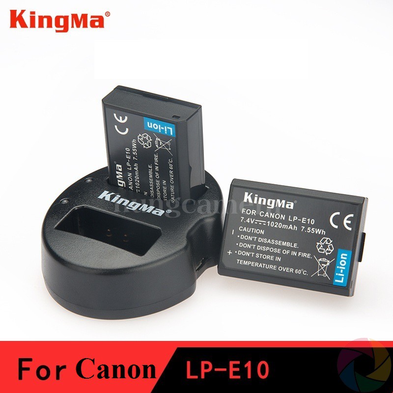 Bộ 2 Pin +1 Đốc sạc đôi LP-E10 cho Canon 1100D 1200D 1300D 1500D 3000D - KingMa chính hãng