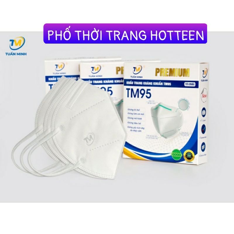 KHẨU TRANG 5 LỚP TUẤN MINH TM 95 TRƠN KHÔNG VAN HAI MÀU TRẮNG XÁM DẦY DẶN QUAI MỀM KHÔNG ĐAU TAI, DỄ CHỊU KHI SỬ DỤNG