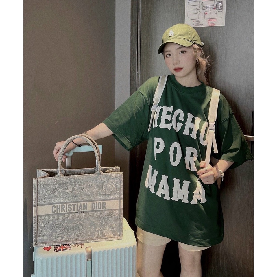 Áo Thun Hecho Mama Unisex Nam Nữ Tay Lỡ Form Rộng