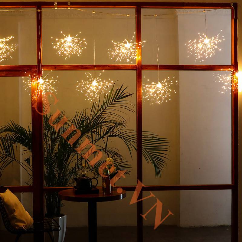 Đèn Pháo Hoa Thả Treo Trang Trí Ngày Tết Kèm Điều Khiển Từ Xa Chớp Nháy 8 Chế Độ Sáng, tt noel