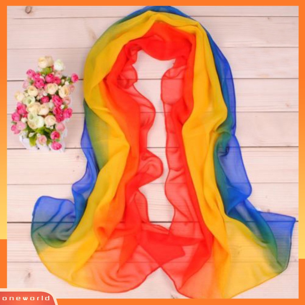 Khăn Choàng Vải Voan Mềm Dáng Dài Màu Gradient Thời Trang Đi Biển Cho Nữ