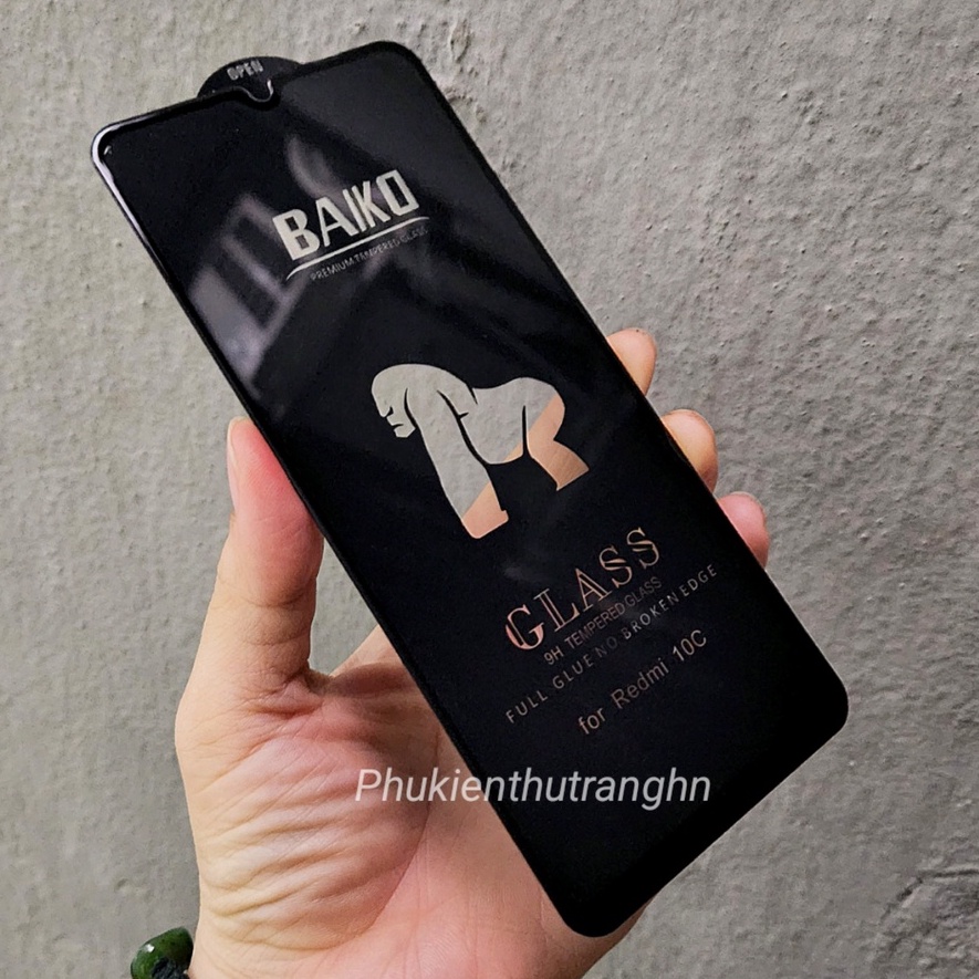 Kính cường lực KINGKONG - Kính BAIKO cao cấp Xiaomi Redmi 10C 12C 13C Poco C40 C65 full màn chịu lực tốt, Cảm ứng mượt