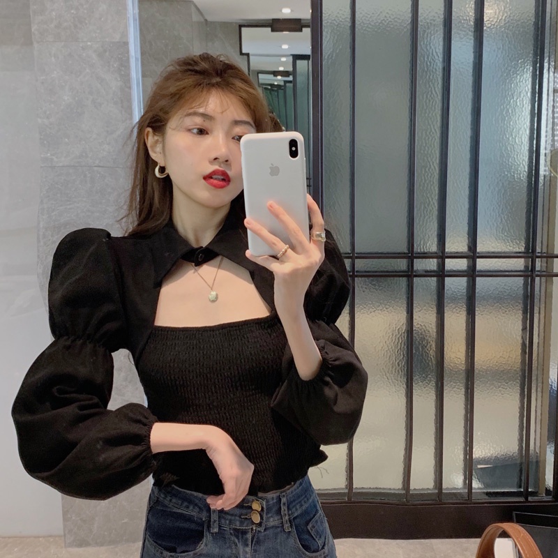 [HÀNG CÓ SẴN] có ảnh thật, áo kiểu cổ vuông cách tân dáng tay bồng hàng Quảng Châu | BigBuy360 - bigbuy360.vn