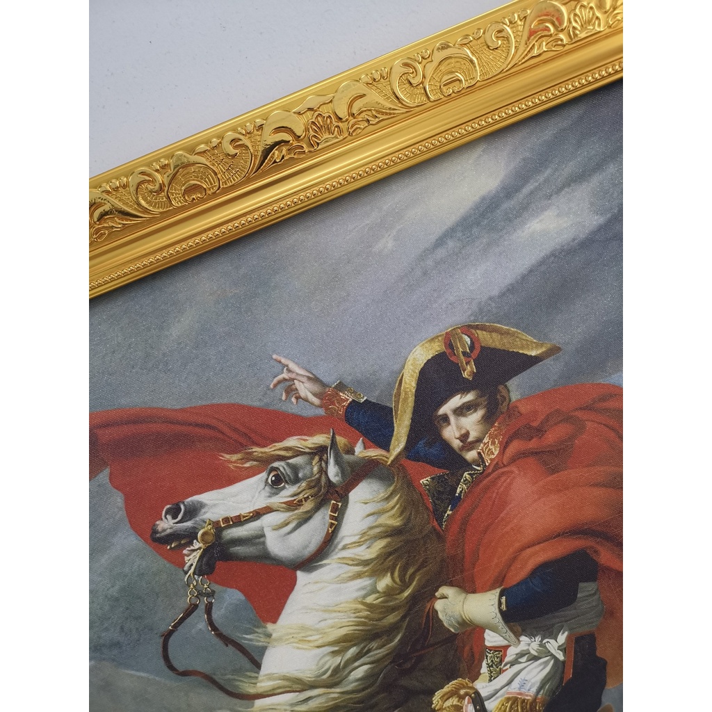 Tranh sơn dầu in canvas Napoleon vượt dãy Alps VTC tặng đinh 3 chân treo tranh