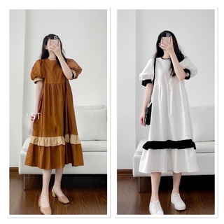 Đầm babydoll phối tầng 2 màu - kèm hình thật
