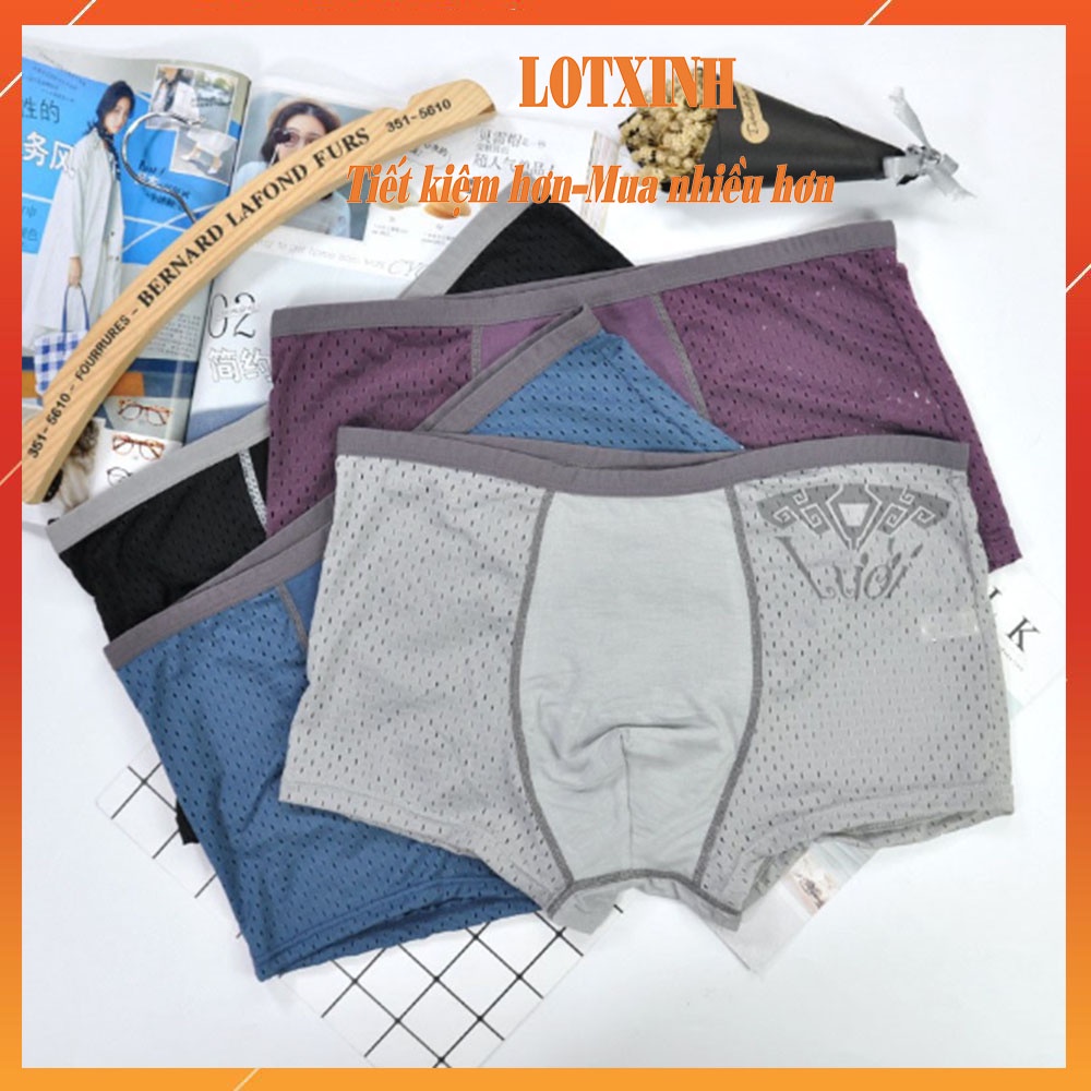 [Hộp 4 Chiếc] Quần Lót Nam Thông Hơi Cao Cấp ❤️ Quần Sịp Nam Đùi Boxer Lưới Xuất Nhật LOTNAM08