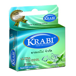 (Hộp12 cái) Bao cao su Krabi Siêu mỏng/ Hương bạc hà – Ultrathin Cool Krabi Premium Condoms