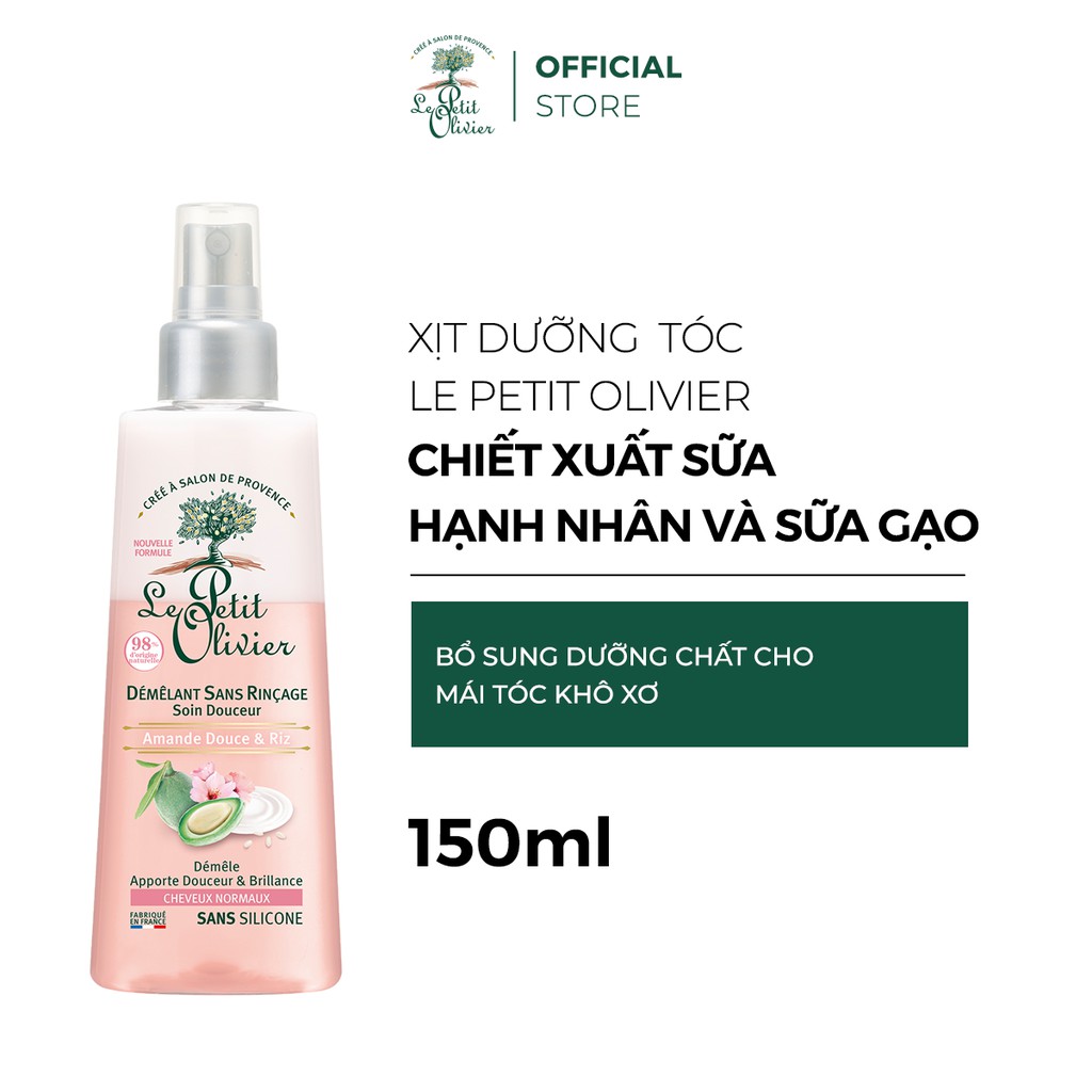 Xịt Dưỡng Tóc Chiết Xuất Sữa Hạnh Nhân và Sữa Gạo Le Petit Olivier 150ml