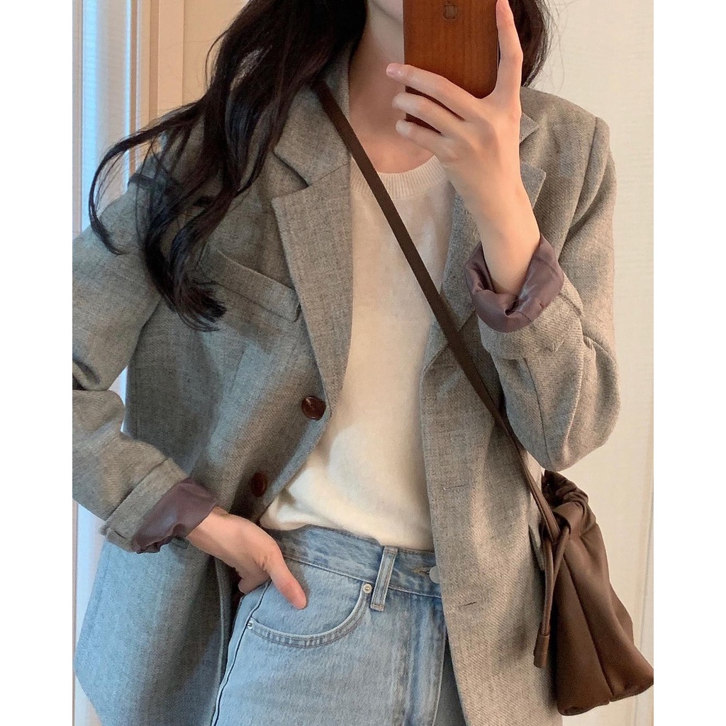 Áo khoác blazer tay dài thời trang cá tính dễ phối đồ dành cho nữ 46318