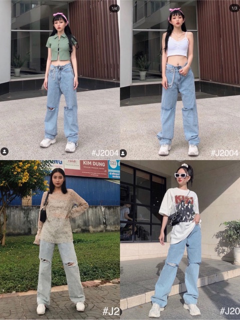 Quần Jeans ống rộng DORA JEAN rách bụi màu wax cao cấp năng động siêu hack chân dài dễ phối mix đồ