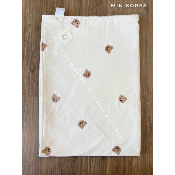 CHĂN GẤU CHEZBEBE 1 MẶT COTTON THÊU HỌA TIẾT 1 MẶT BÔNG MỊN - Made In Korea