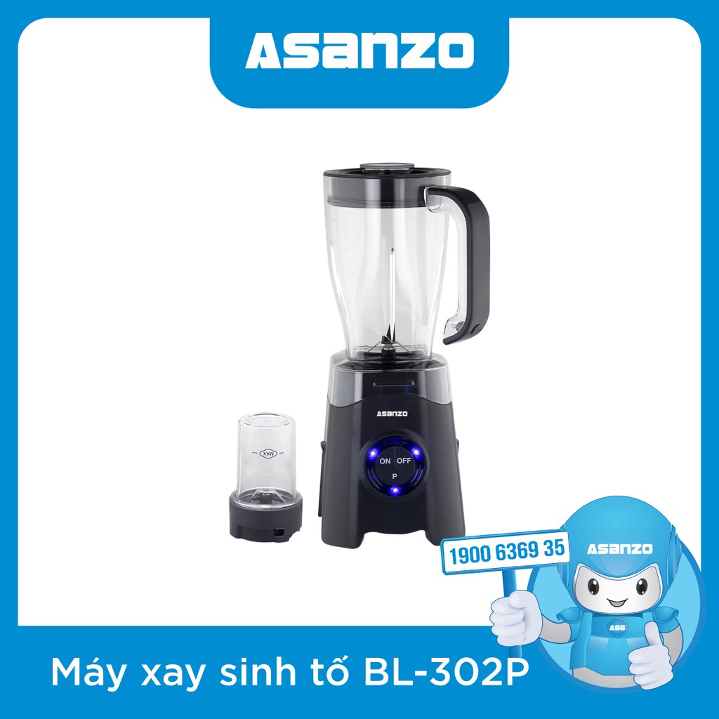 Máy Xay Sinh Tố 300W 1.25L Asanzo BL302P (Nhựa Kháng Vỡ, Thiết Kế Đèn Led Xung Quanh, Nút Hoạt Động Hệ Thống An Toàn Khi