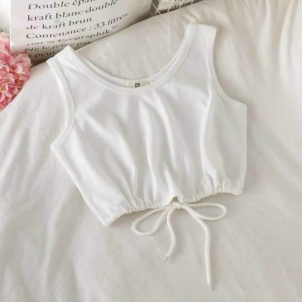 Áo Ba Lỗ Phối Dây Rút Eo PEONYB Nữ [FREESHIP] Thun kiểu croptop 2 dây body dáng ôm, form ngắn thể thao cá tính Ulzzang