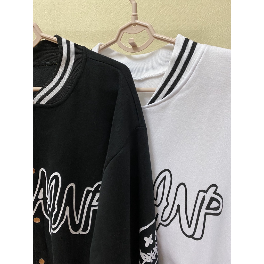 [ Rẻ Vô Địch ] Áo Bomber unisex A.N CLOSET ,áo khoác NỈ  nam nữ mặc được, 2 màu Đen Trắng, from đẹp