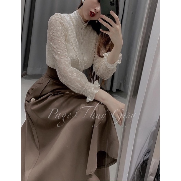 BÁN SỈ CHÂN VÁY XOÈ MIDI GEN BỤNG 2 MÀU ĐEN NÂU CHO NỮ | BigBuy360 - bigbuy360.vn