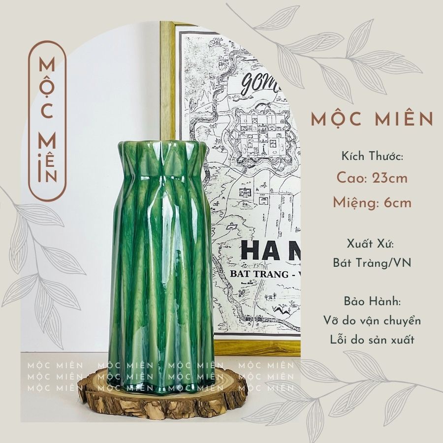 Bình hoa gốm sứ men hoả biến Rêu Xước cỡ Nhỡ lọ hoa decor trang trí nhiều mẫu, Mộc Miên, gôm sứ bát tràng