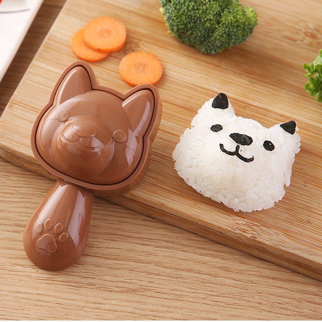 Bộ khuôn ép cơm bento chó puppy kèm tấm cắt rong biển