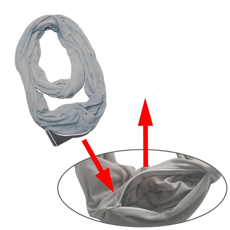 Khăn Choàng Cổ 135-175cm 10 Màu Co Giãn Có Khóa Kéo