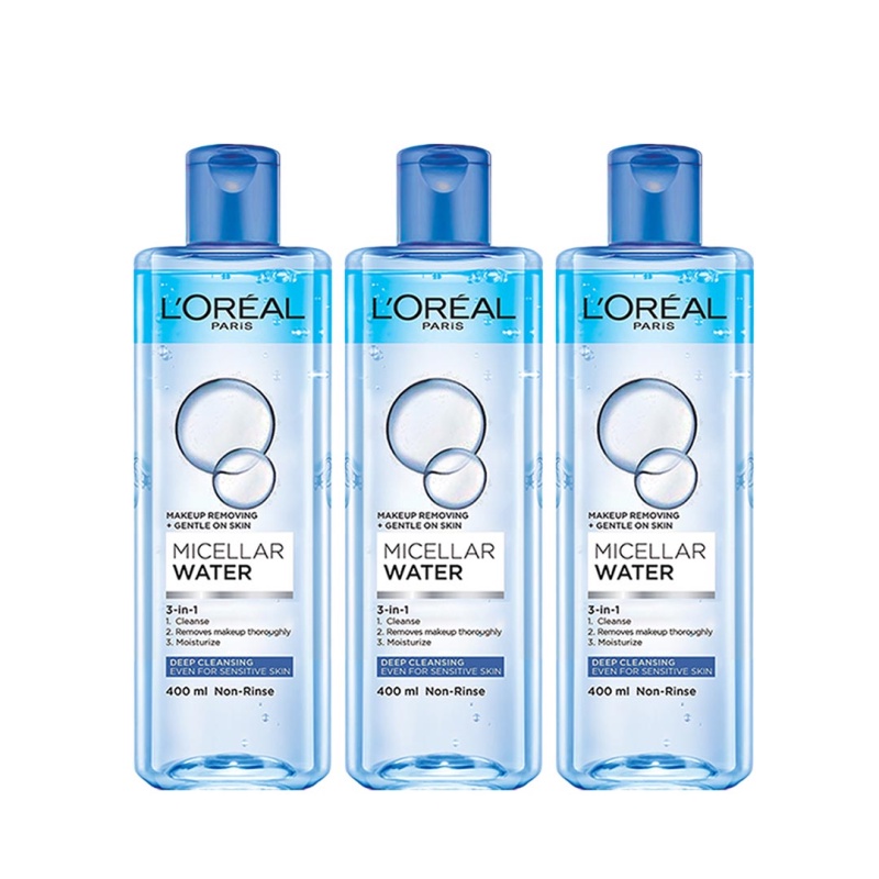 Bộ 3 nước tẩy trang đa năng 3-in-1 L'Oreal Paris Micellar sạch sâu 400ml x 3