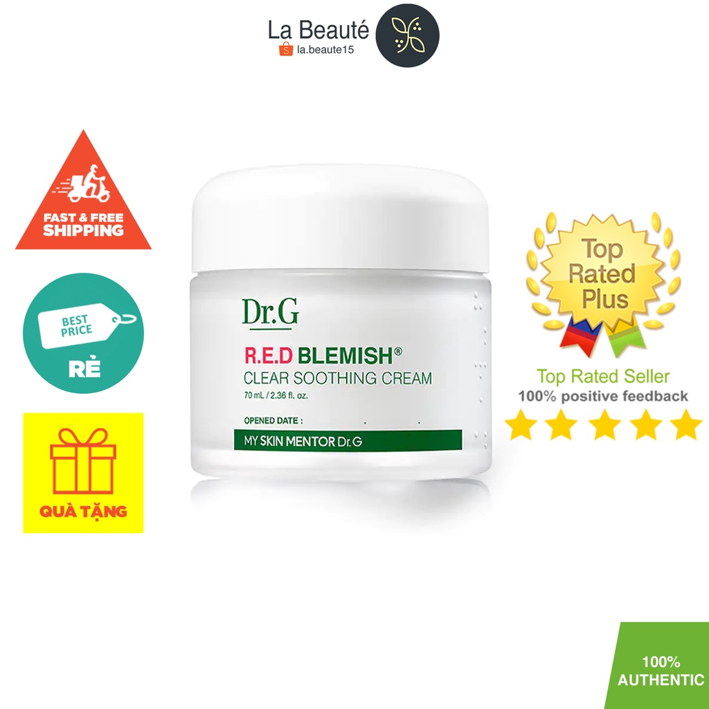 Dr.G R.E.D Blemish Clear Soothing Cream - Kem Dưỡng Rau Má Phục Hồi, Dịu Da 70ml