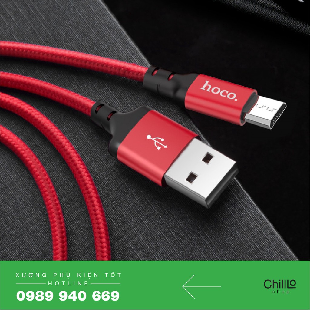 Cáp Sạc Cổng Micro USB Dây Dù Hoco X14 Dài 1m và 2m - Cổng Micro USB Dành Cho Thiết Bị Android - Bảo Hành 6 Tháng