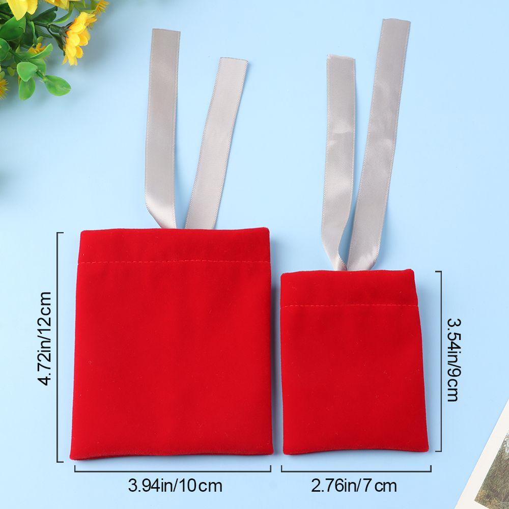 Túi Đựng Quà Bằng Vải Nhung Phối Ruy Băng