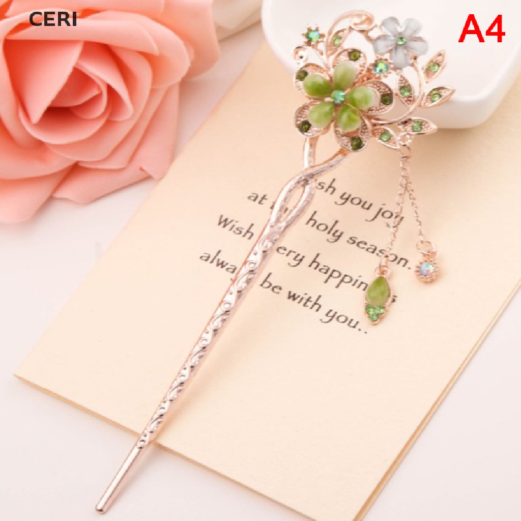 Trâm Cài Tóc Hình Hoa Đính Đá Nhiều Màu Sắc Phong Cách Trung Hoa Cổ Điển Cho Nữ