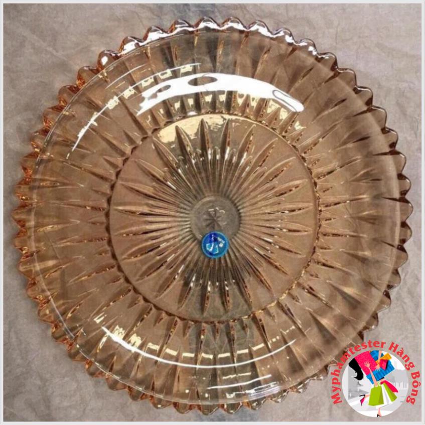 Khay thủy tinh tròn ánh vàng 30cm