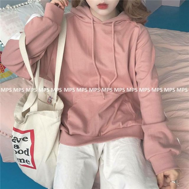 Hoddie nỉ bông hồng đất unisex - Khoác nỉ chui đầu hồng ruốc có nón ( Ảnh thật + Video ) | BigBuy360 - bigbuy360.vn