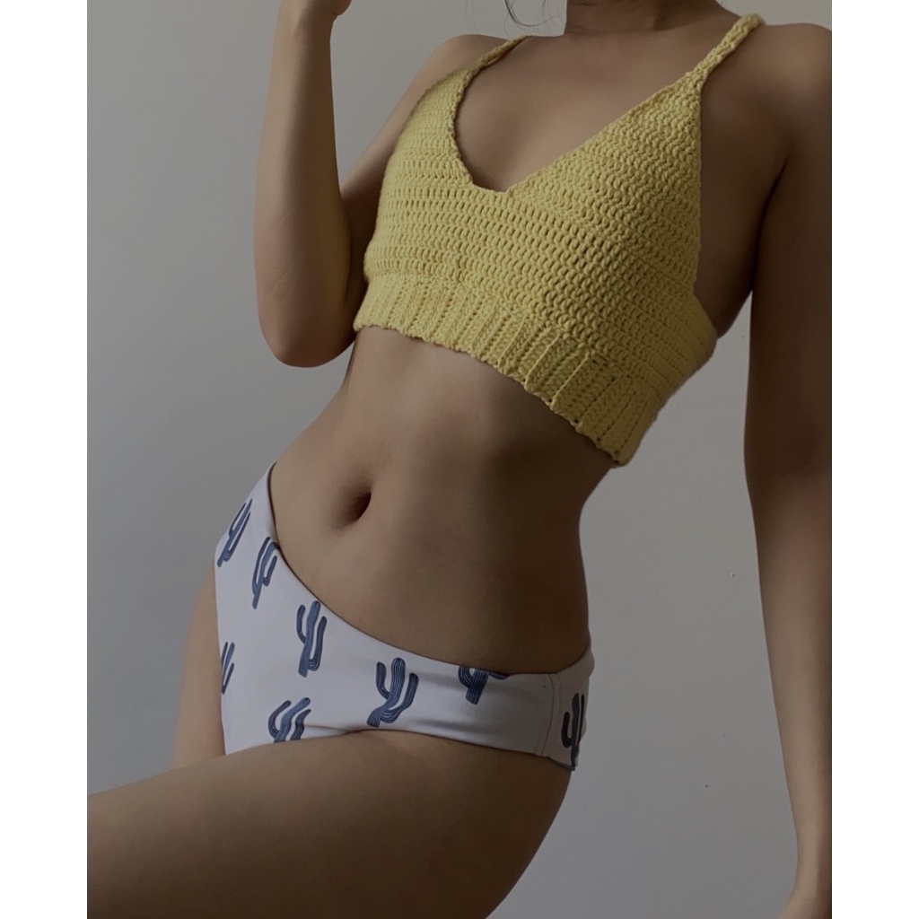 Croptop 2 dây nữ đan móc Splassshy Bubble Gums Top