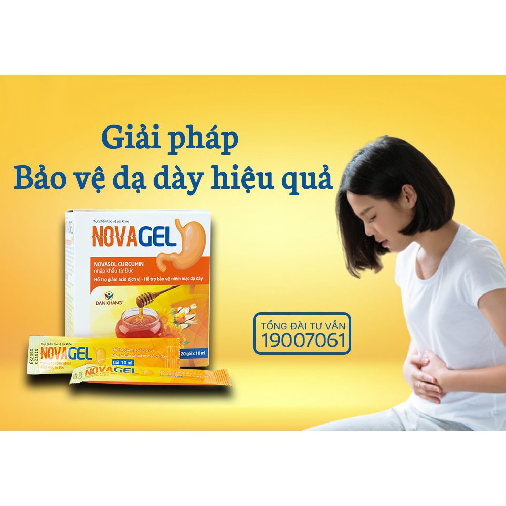 Novagel Novasol Curcumin - Hỗ Trợ Giảm Acid Dịch Vị & Bảo Vệ Niêm Mạc Dạ Dày - Hộp 20 gói - ThuocViet24h