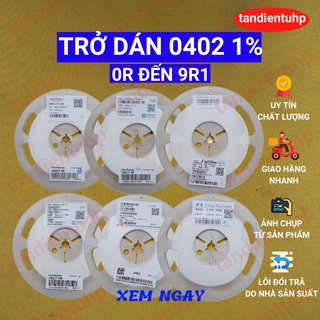 Trở dán 0402 1% ( 50 Con một dây x 2 dây ) trị số từ 10R đến 91R