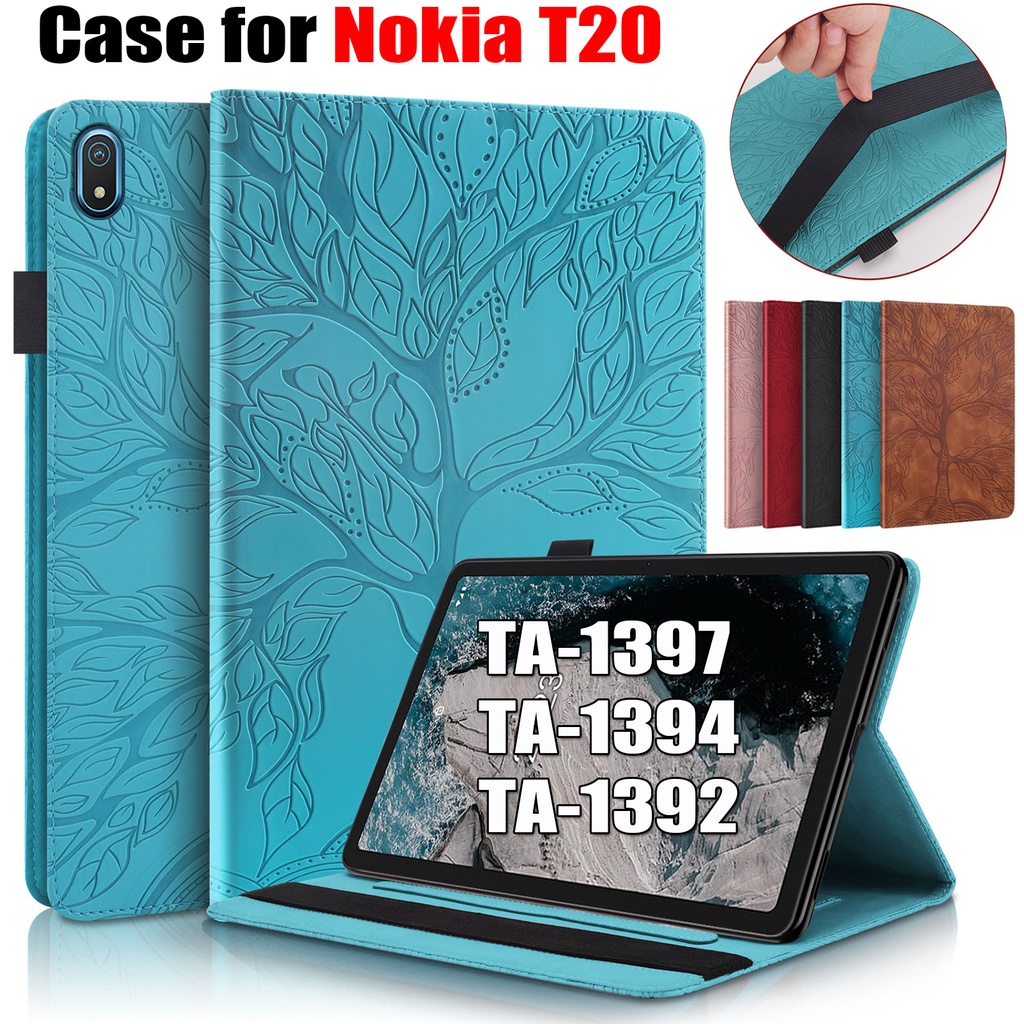 Bao Da Máy Tính Bảng PU Nắp Lật Họa Tiết Cây 3D Cho Nokia T20 10.4 "2021 TA-1397 TA-1394 TA-1392