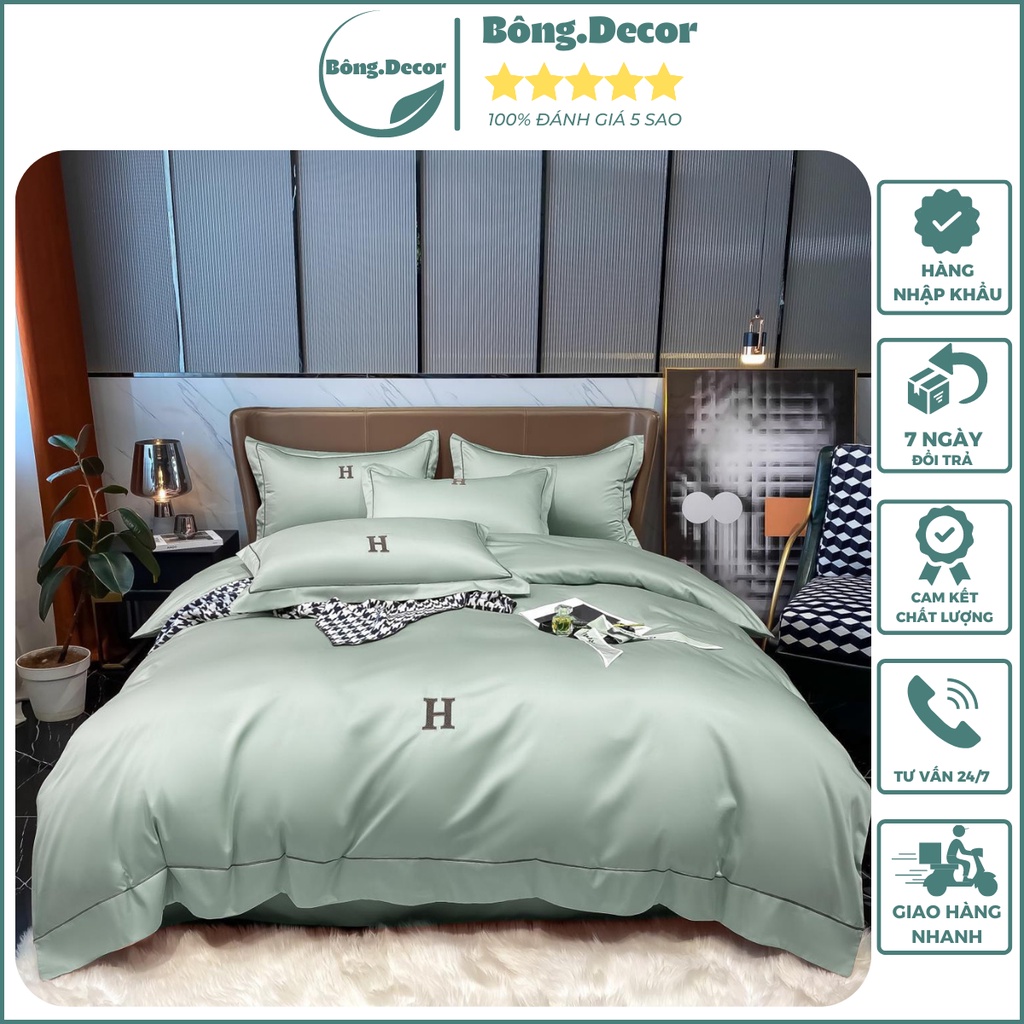 Bộ chăn ga gối phi Lụa thiết kế hiện đại nhập khẩu cao cấp, ga giường và vỏ gối phi lụa mềm mịn mát lạnh không xù