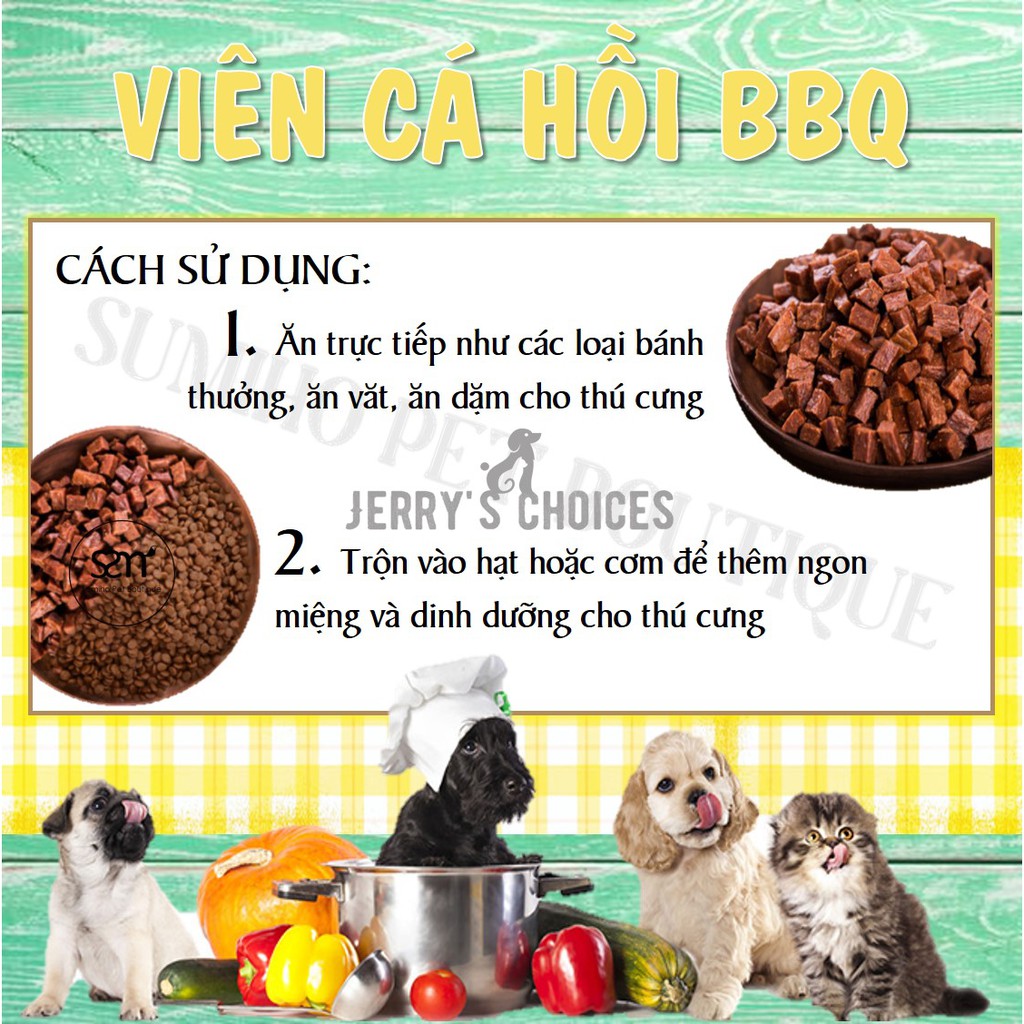 Bánh thưởng cho chó Jerry's Choices (Viên cá hồi BBQ) 100gr/túi