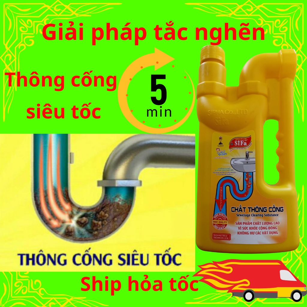Thông cống cực mạnh (nước)1,6kg xử lý nhanh gấp 10 lần bột thông cống, thông bồn cầu,phân hủy vải, tóc, chất hữu cơ, mỡ,