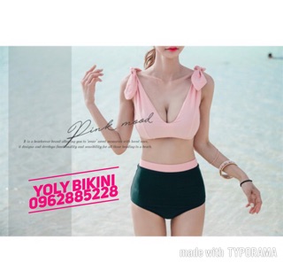 BIKINI HÀN QUỐC NƠ THẮT VAI HỒNG PASTEL