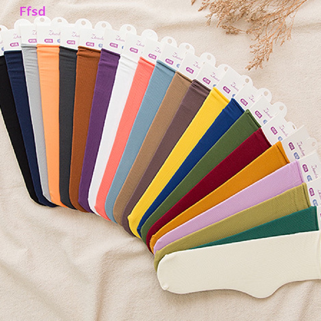 {Ffsd} Women Girls Summer Thin Loose Socks Velvet Soft Breathable Long Socks Solid Color Black White Khaki Beige High Socks *Hot Sale